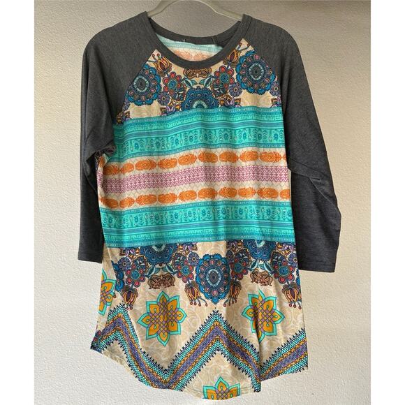 Lularoe Women’s Randy Turquoise Stripes, 3/4 Sleeves Sz Large - Picture 1 of 1